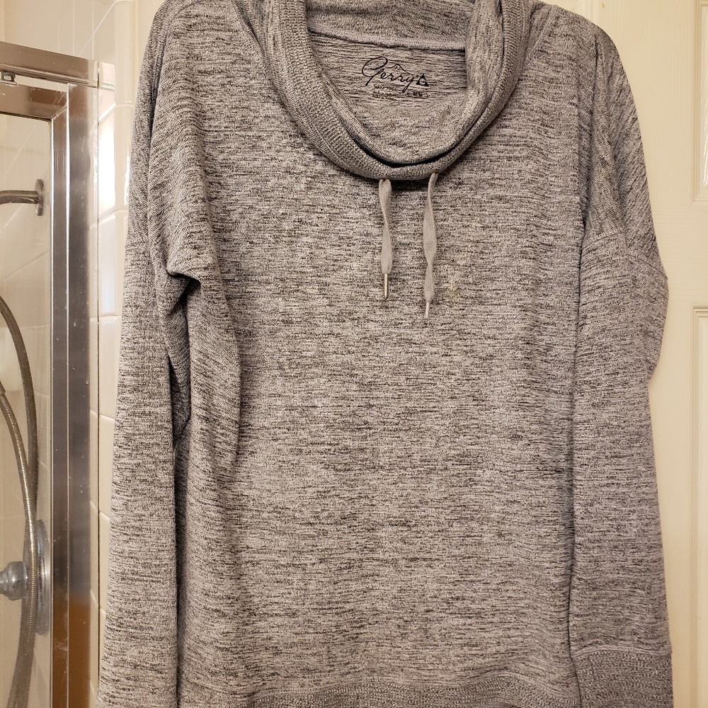 Heather Grey cowl neck long sleeve sweater